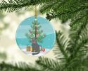 NEW British Semi Longhair Cat Christmas Ceramic Ornament Christmas Tree Hanging Decorations for Home Christmas Holiday, Party, Gift, 3 in, Multicolor