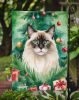 Balinese Cat By the Christmas Tree Garden Flag Mailbox Flag Decorative Yard Flag Banner Outside Patio Artwork Yard Flower Beds, Garden Size, Multicolo