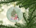 Beagle Puppy Christmas Presents and Tree Ceramic Ornament Christmas Tree Hanging Decorations for Home Christmas Holiday, Party, Gift, 3 in, Multicolor