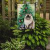 Colorpoint Longhair Cat By the Christmas Tree Garden Flag Mailbox Flag Decorative Yard Flag Banner Outside Patio Artwork Yard Flower Beds, Garden Size