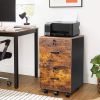 2-Drawer Rolling Wood File Cabinet with Lock, Brown & Black