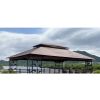 13x10 Ft Patio Double Roof Gazebo Replacement Canopy Top Fabric,Brown