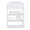 Twin Size Loft Bed with Ladder, Shelves, and Desk, White