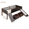 Twin size Loft Bed Wood Bed with Two Storage Boxes - Espresso