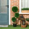 HOMCOM 3ft/35.5" Artificial 3 Ball Boxwood Topiary Tree with Pot, Indoor Outdoor Fake Plant for Home Office, Living Room Decor