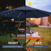 9' Solar Umbrella 32 LED Lighted Patio Umbrella Table Market Umbrella with Push Button Tilt/Crank Outdoor Umbrella for Garden, Deck, Backyard and Pool