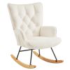 Rocking Chair Nursery, Upholstered Glider Rocker with High Backrest, Stylish Modern Rocking Accent Chair Glider Recliner for Living Room Nursery Bedro