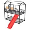 Metal Bunk Bed ,Metal Housebed With Slide,Three Colors Available.(Black with Red Slide)