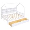 Wooden Full Size House Bed with 2 Drawers,Kids Bed with Storage Shelf, White(Expected Arrival Time: 5.15)