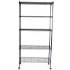 5-Layer Plastic Coated Iron Shelf with 1.5" Nylon Wheels 165*90*35 Black