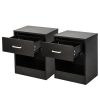 2pcs Night Stands with Drawer Black