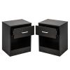 2pcs Night Stands with Drawer Black