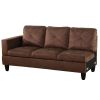 Brown Microfiber 3-Piece Living Room Sofa Set B