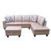 Latte Faux Leather Living Room Sofa Set B