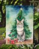 Dwelf Cat By the Christmas Tree Garden Flag Mailbox Flag Decorative Yard Flag Banner Outside Patio Artwork Yard Flower Beds, Garden Size, Multicolor