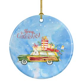 Merry Christmas Maltese Ceramic Ornament Christmas Tree Hanging Decorations for Home Christmas Holiday, Party, Gift, 3 in, Multicolor