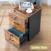 2-Drawer Rolling Wood File Cabinet with Lock, Brown & Black