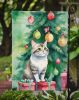 Li Hua Cat By the Christmas Tree Garden Flag Mailbox Flag Decorative Yard Flag Banner Outside Patio Artwork Yard Flower Beds, Garden Size, Multicolor