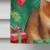 Abyssinian Cat By the Christmas Tree House Flag Large Porch Sleeve Pole Decorative Outside Yard Banner Artwork Wall Hanging, Polyester, House Size, Mu