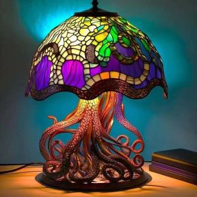 Colored Resin Plant Series Desk Lamp (Style: Battery mounted version, Color: Octopus desk lamp)