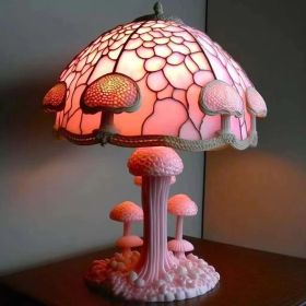 Colored Resin Plant Series Desk Lamp (Style: Battery mounted version, Color: Pink Mushroom Table Lamp)