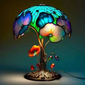 Colored Resin Plant Series Desk Lamp (Style: Battery mounted version, Color: Flower mushroom table lamp)