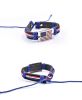 Flag Shape Pattern Braided Bracelet With PU Leather Chain Independence Day Presidents Day Decoration