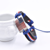 Flag Shape Pattern Braided Bracelet With PU Leather Chain Independence Day Presidents Day Decoration