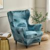 Printed Wing Chair Cover Wingback Stretch Spandex Armchair Covers Nordic Removable Relax Sofa Slipcovers With Seat Cushion Cover