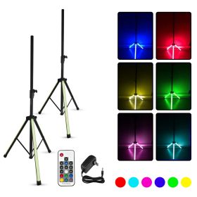 5 Core Speaker Stand Pair w RGB Tripod Floor Heavy Duty Adjustable Up to 72 Inch DJ Studio Monitor Stands Pole Mount-  SS HD LGT (Qty: 2 PCS)