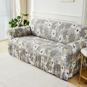 Furniture Protector For Living Room Bedroom Office Home Decor Elastic Sofa Cover With Skirt Dustproof Non-slip Sofa Cover (Specification: 3-Seater-185-230cm, Color: 5)