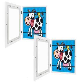 Kids Art Frame Front Opening Wooden Frame Artwork Display Storage Frame Picture Frame Wall Display for Photo Art Projects Picture Children Drawing (Color: White, size: A4)