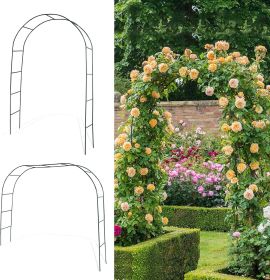 Black Garden Arch Arbors, Trellis for Climbing Plants Outdoor 6-8ft, Two Way Assemble Wedding Decoration Metal Arch (Color: Black)