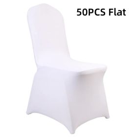 10-100PCS Black White Strong Spandex Universal Wedding Chair Covers Full Seat Slipcovers Restaurant Cafe (Color: White 50pcs Flat)