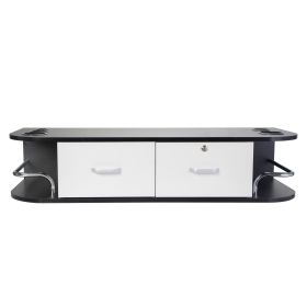 Classic Wall Mounted Beauty Salon, Barber Styling Station, Salon Equipment with Locking 2 Drawers XH (Color: Black+White)