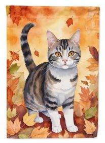 American Wirehair Cat in Fall Leaves Garden Flag Mailbox Flag Decorative Yard Flag Banner Outside Patio Artwork Yard Flower Beds, Garden Size, Multico (Default: Default)