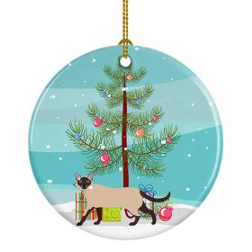 NEW Siamese Traditional Cat Christmas Ceramic Ornament Christmas Tree Hanging Decorations for Home Christmas Holiday, Party, Gift, 3 in, Multicolor (Default: Default)