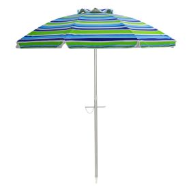 6.5 Feet Beach Umbrella with Carry Bag without Weight Base (Color: Green)