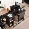 39.4" W x 47.2" D Corner Computer Desk L-Shaped Home Office Workstation Writing Study Table with 2 Storage Shelves and Hutches