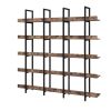 5 Tier Bookcase Home Office Open Bookshelf, Vintage Industrial Style Shelf with Metal Frame, MDF Board