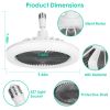 Ceiling Fan With Lights Remote Control 9.44in E27 Socket Fanlight with Dimmable Dimming Light Color Brightness 3 Fan Speed Timer Function