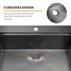 Aqucubic Gunmetal Black CUPC Handmade 304 Stainless Steel Topmount Kitchen Sink with Accessories and faucet