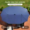 15 Feet Double-Sided Patio Umbrella with 48 LED Lights