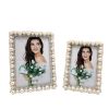 High Quality Metal Photo Frame Pearl European Home Ornament Table Decor Embellished Fashion Bedside Table Living Room Kids Adult