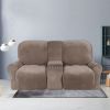 Recliner Sofa Covers 2 Seater Sofa Covers with Cup Holder, Velvet Stretch Recliner Loveseat Slipcovers with Middle Console