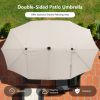 15 Feet Double-Sided Patio Umbrella with 48 LED Lights