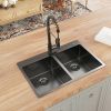 Aqucubic Gunmetal Black CUPC Handmade 304 Stainless Steel Topmount Kitchen Sink with Accessories and faucet