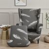 Printed Wing Chair Cover Wingback Stretch Spandex Armchair Covers Nordic Removable Relax Sofa Slipcovers With Seat Cushion Cover