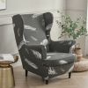 Printed Wing Chair Cover Wingback Stretch Spandex Armchair Covers Nordic Removable Relax Sofa Slipcovers With Seat Cushion Cover