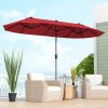 13 Feet Double-Sided Patio Twin Table Umbrella with Crank Handle